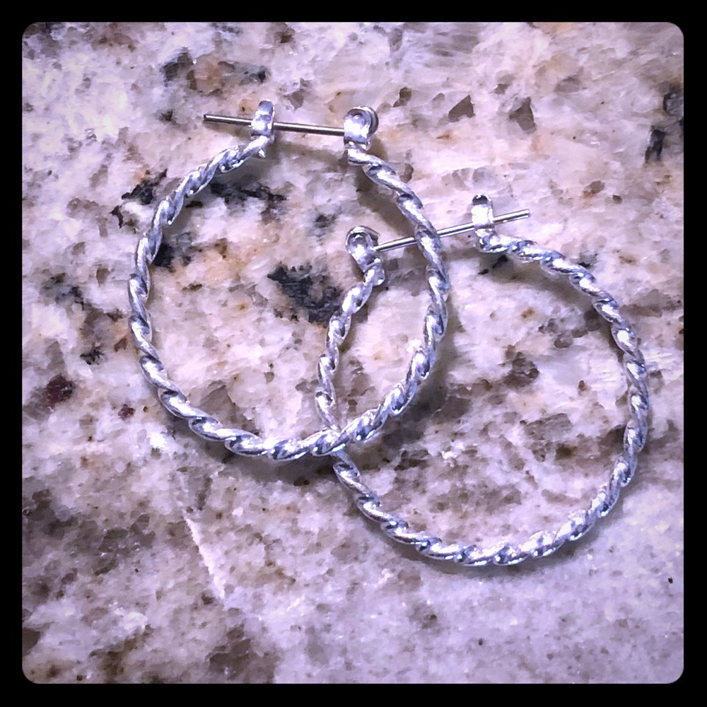Braided Silver Hoop Earrings